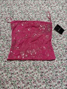 Forever 21 Hot Pink Sequin Embellished tube top